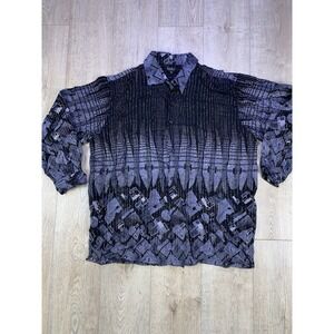 Vintage Pronti By Phita Metallic Black Long Sleeve Button Up Men 3XL Disco Theme